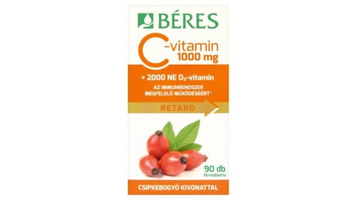 Béres C-vitamin 1000 mg retard filmtabletta csipkebogyó kivonattal 90 db 128 g