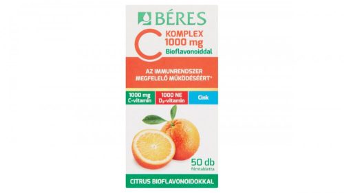 Béres C Komplex 1000 mg C-vitamin, D₃-vitamin, cink étrend-kiegészítő filmtabletta 50 db 84,8 g