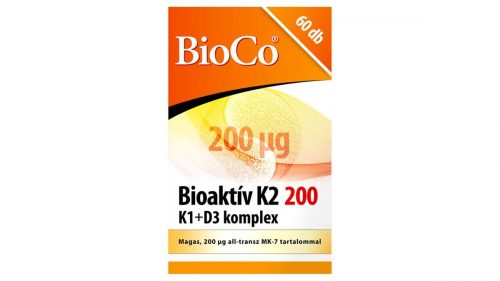 BioCo Bioaktív K2 200 µg K1+D3 komplex étrend-kiegészítő tabletta 60 x 0,3 g (18 g)