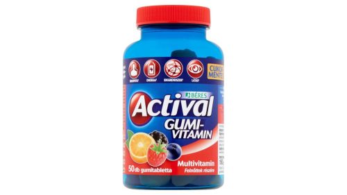 Béres Actival Gumivitamin cukormentes gumitabletta étrend-kiegészítő multivitamin 50 db 150 g