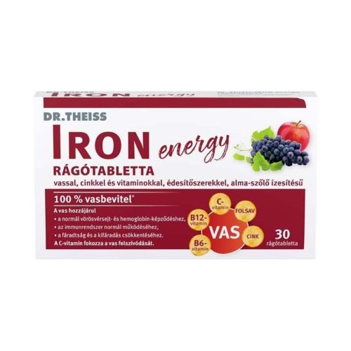 Dr. Theiss Iron Energy rágótabletta alma-szőlő ízű